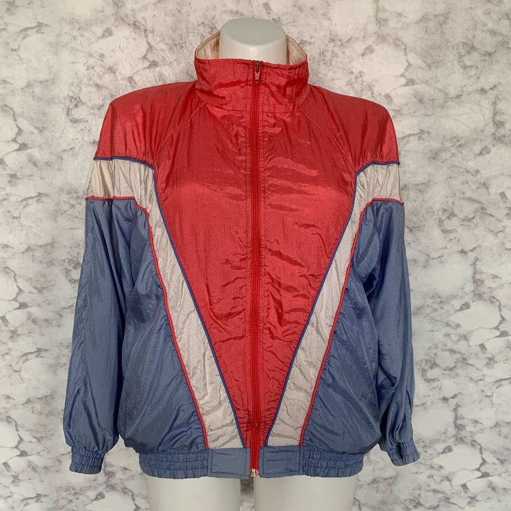 80s Vintage Sunterra Pink White Blue Wind Breaker